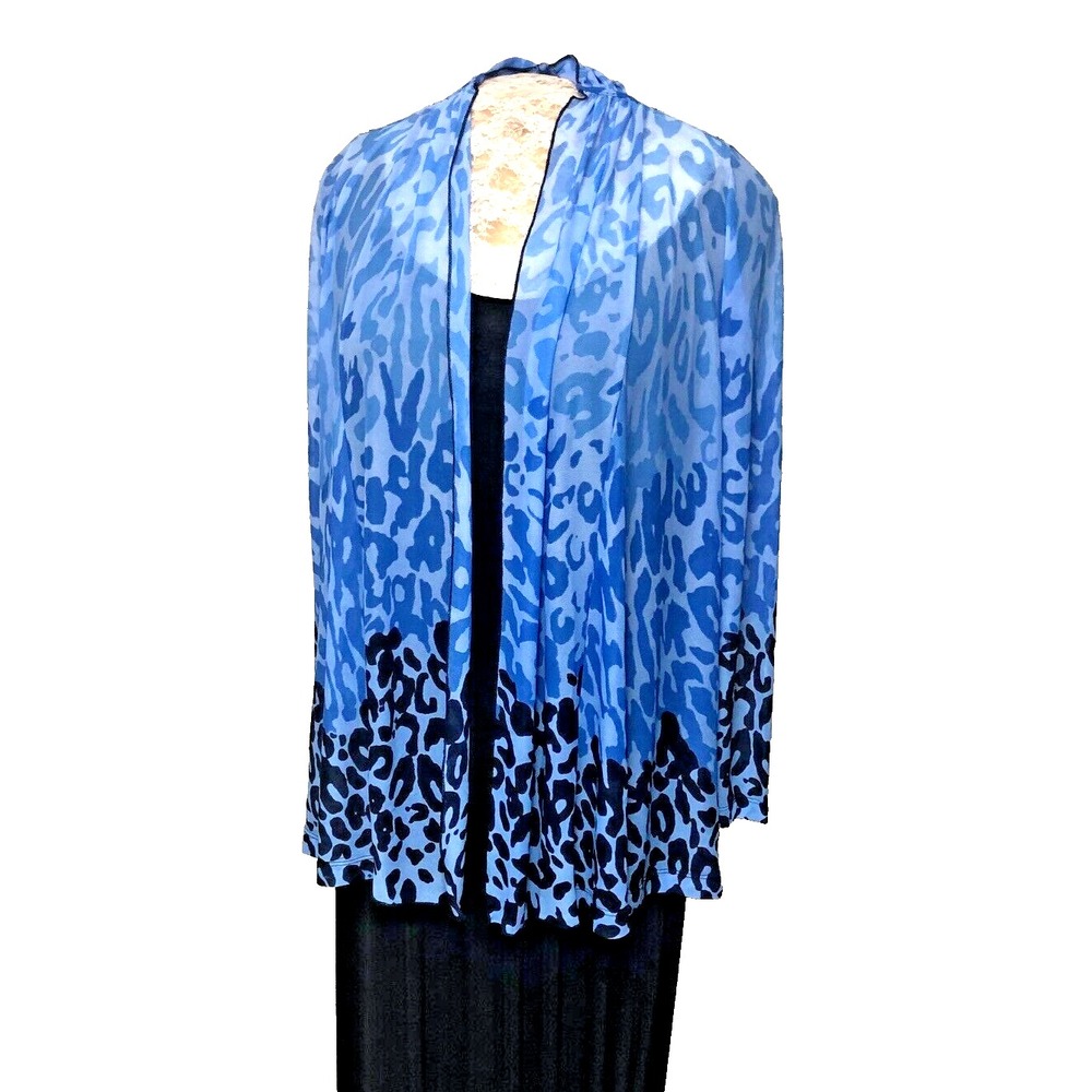 Susanβ Graver Womens Animal Print Kimono Duster Cardigan Open Front Slinky S/M